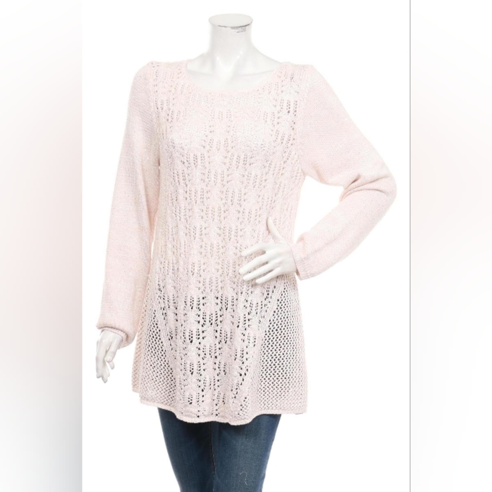NWT Preswick & Moore blush metallic sequins sweater petite large PL